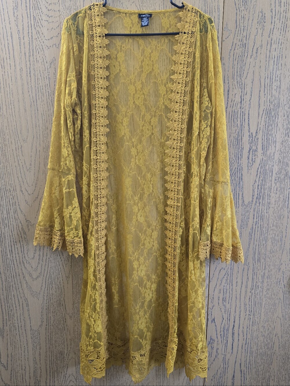 Rue21 Mustard Yellow Lace Kimono